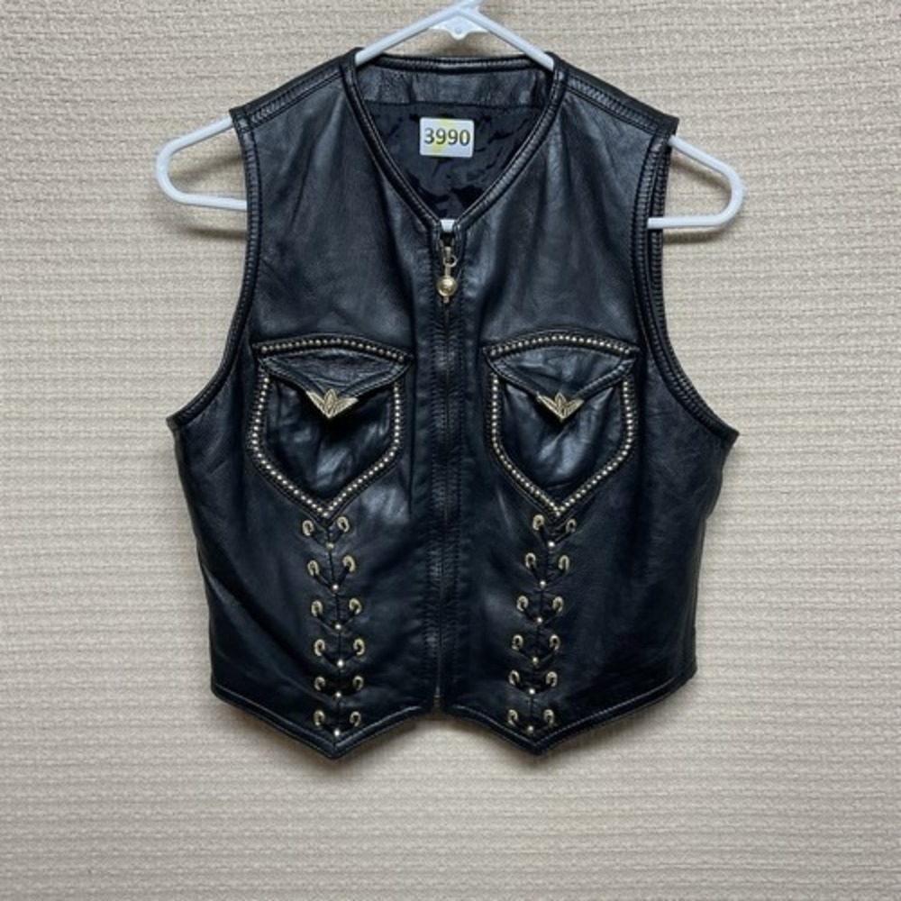 Gianni Versace Ruffo Black/Gold Embellish Zip Western Vest Jacket Men S Italy